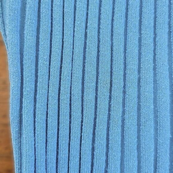 Vtg Planet sky blue ribbed V-neck short sleeve fitted cardigan - Picture 13 of 15